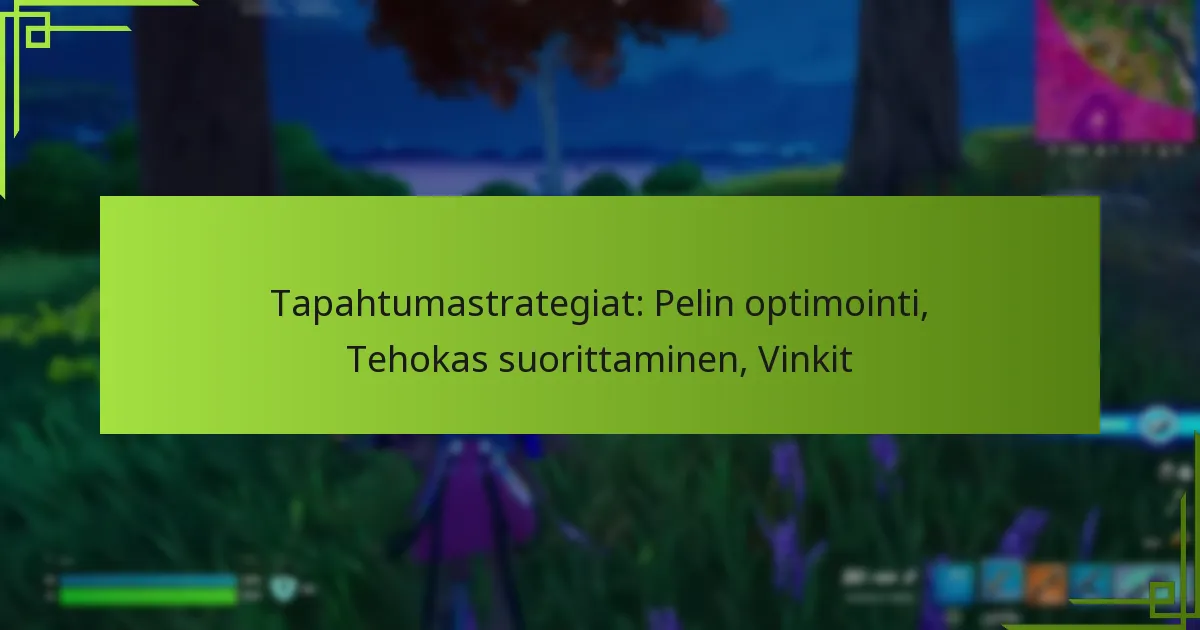 Tapahtumastrategiat: Pelin optimointi, Tehokas suorittaminen, Vinkit