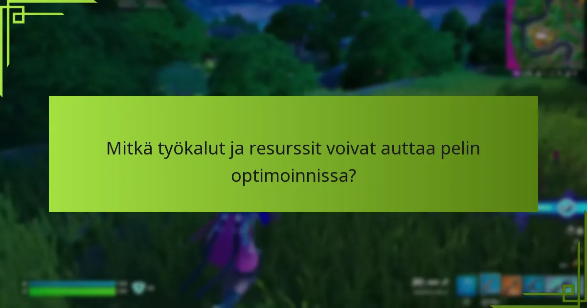 Mitkä työkalut ja resurssit voivat auttaa pelin optimoinnissa?
